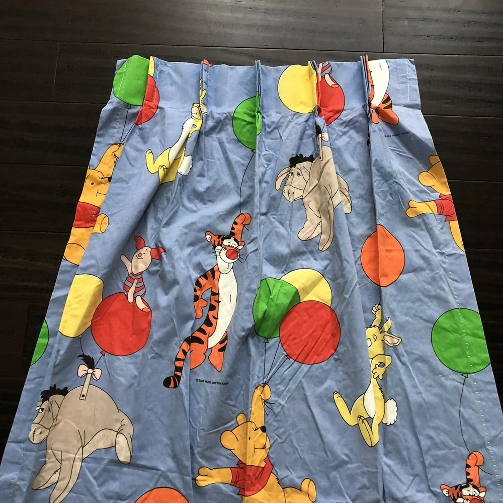 2 Vtg Sears Winnie The Pooh Pinch Pleat Curtains Drapes 38 x 60 Balloons READ